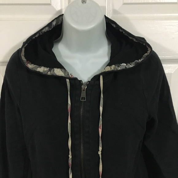 Burberry Brit Black Zip up Nova Check Sweater Hoodie - Picture 4 of 10